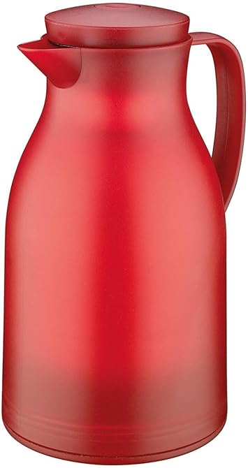 Cilio Monza Insulated Tempered Glass Core Beverage Server-Hot/Cold Carafe-Coffee Pitcher, Red, 34-Ounce