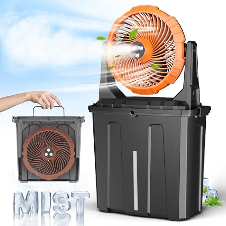 Ausic 10 9L Portable Misting Fan, [Max 55Hrs] Outdoor Mister Fan for Outside Patios Golf, 20000mAh Rechargeable Battery Operated Travel Water Cooling Fan, Camping Patio Accessories - 3 Spray Misters