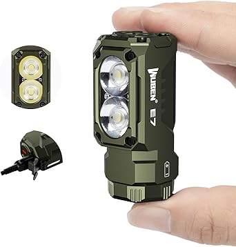 WUBEN E7 1800 Lumen Rechargeable Mini Flashlight with Magnet - Super Bright 6 Modes ArmyGreen EDC Flashlight, Typ-C Rechargeable LED; IP68 Pocket Flashlight for Headlamp Use, Rescue, Camping
