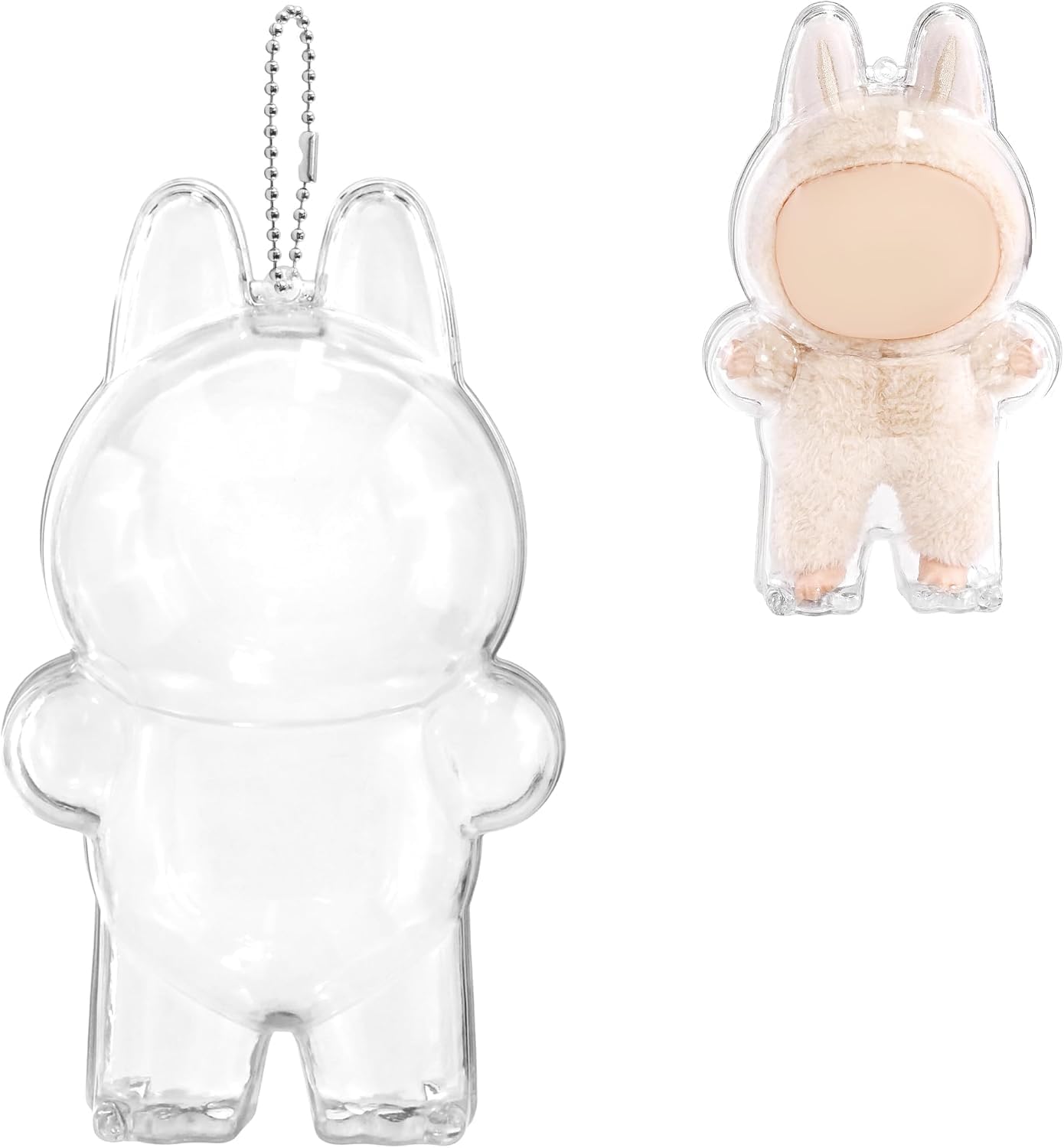 Protective Clear Case Compatible with Labubu Standing Figure Macaron to 3.0 - Collector Storage Box with Lanyard,Dustproof Scratch-Resistant for Standing Series Figure Not Included
